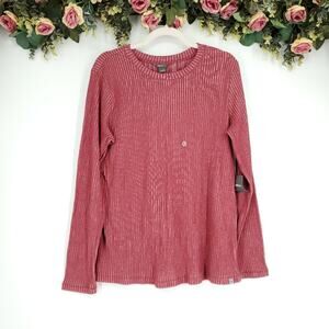 Eddie Bauer Solstice Rib Knit Long Sleeve Crew Neck in Cinnabar XL